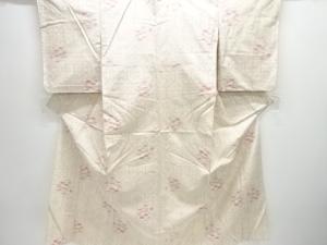 アンティーク　亀甲に抽象模様織出し十日町紬単衣着物